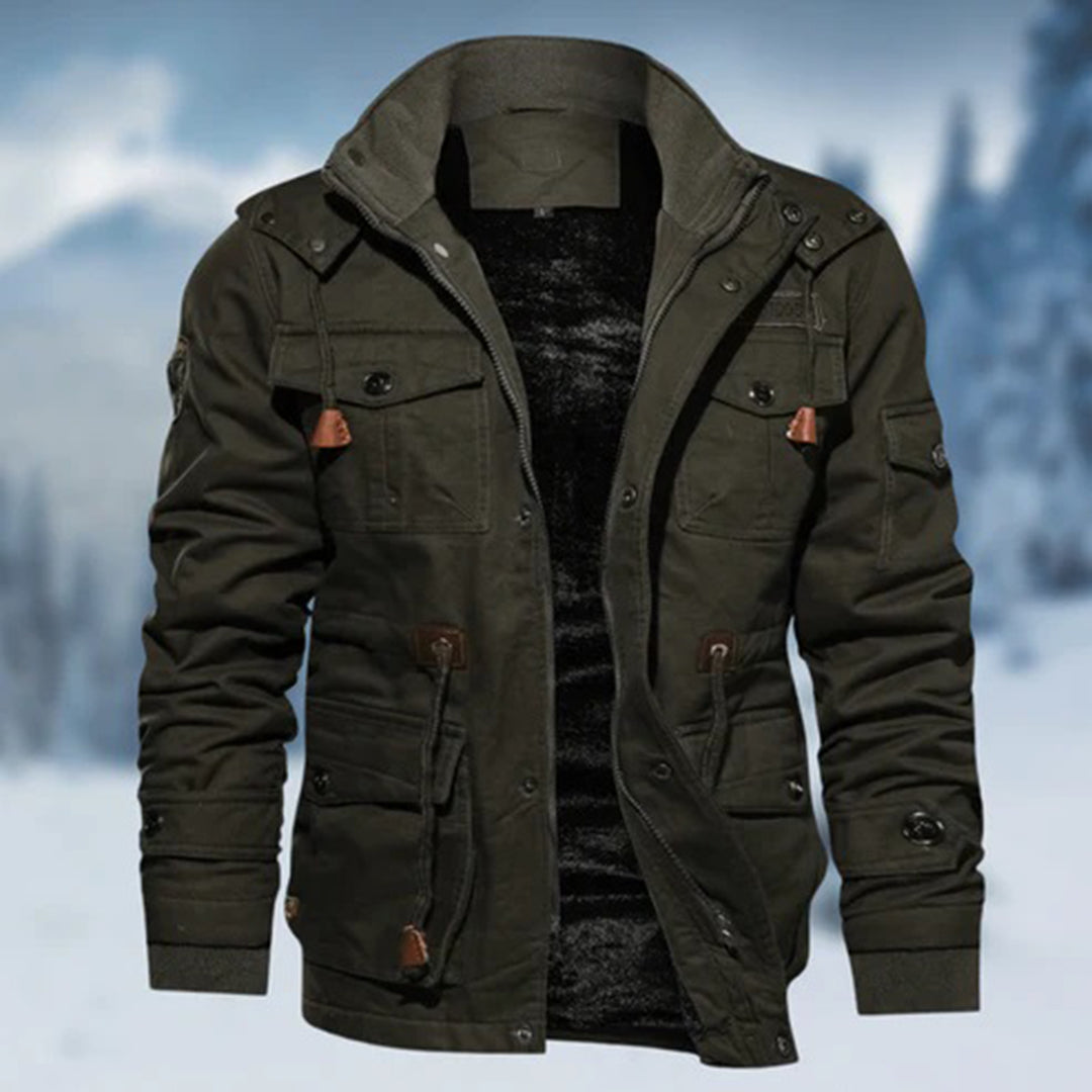 Street-Wave Blake Tan Bomber Jacket Mens With Warm Lining And Utility Pockets