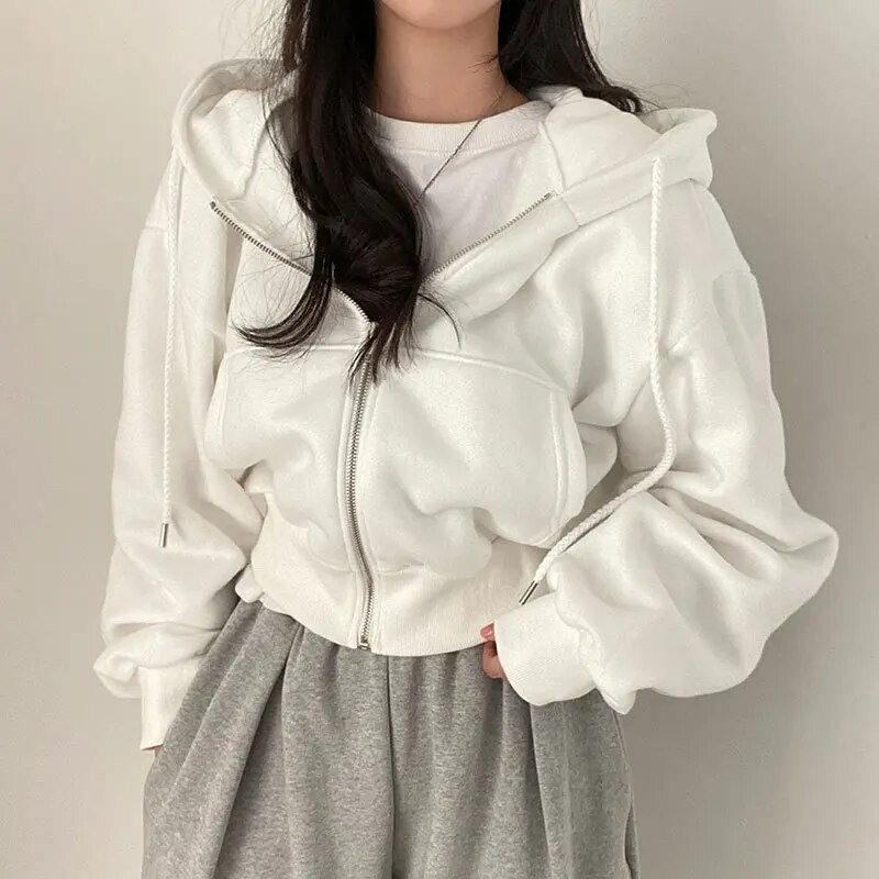 Street Wave Kylie Zip Front Cropped Hoodie For Women Stylish Cozy