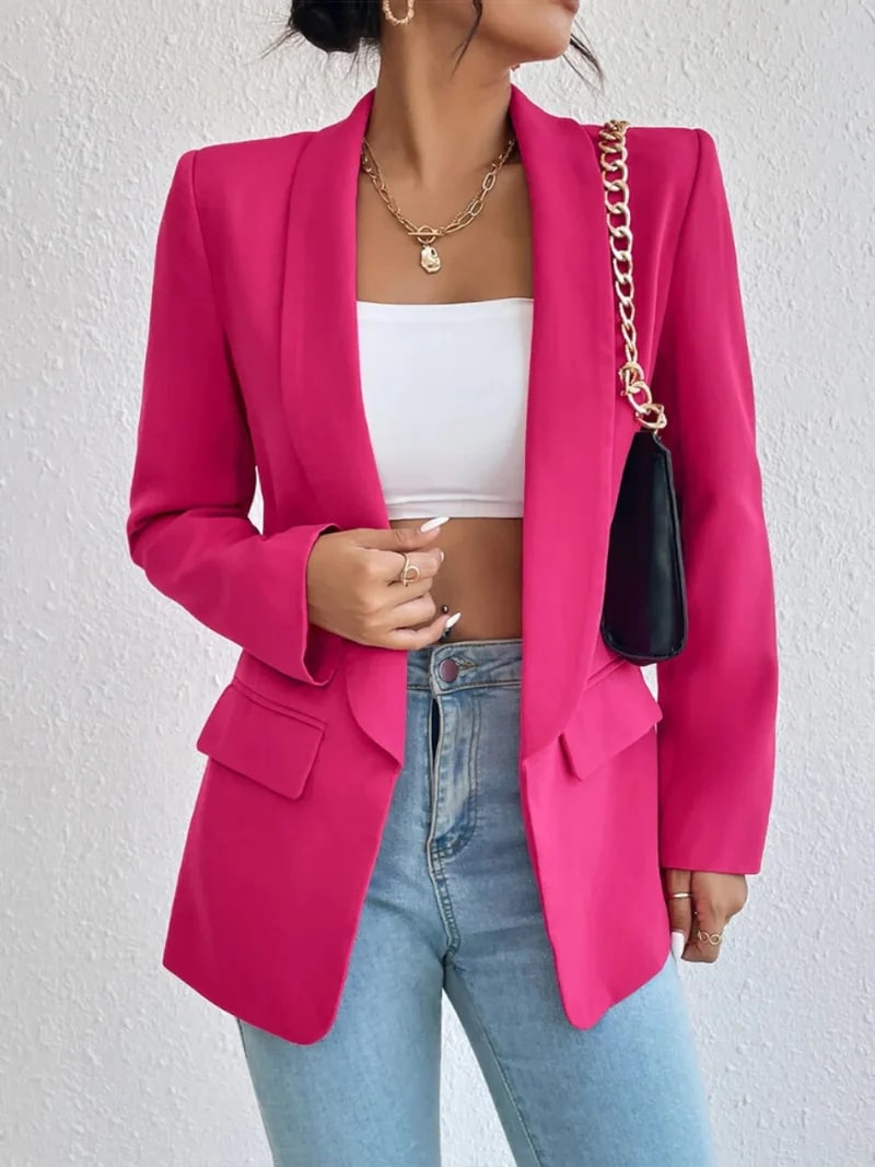 Street-wave Women Blazer Green Elegant Versatile Office To Evening Wear With Luxurious Look