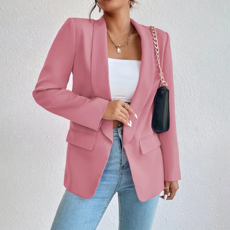 Street-wave Women Blazer Green Elegant Versatile Office To Evening Wear With Luxurious Look