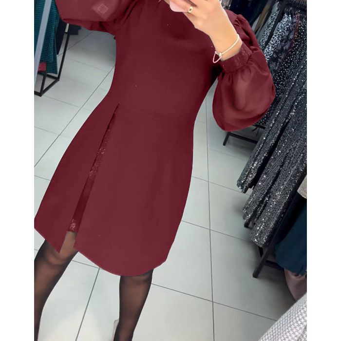 Women's Classic Midi Dress with Side Slit and Versatile Design