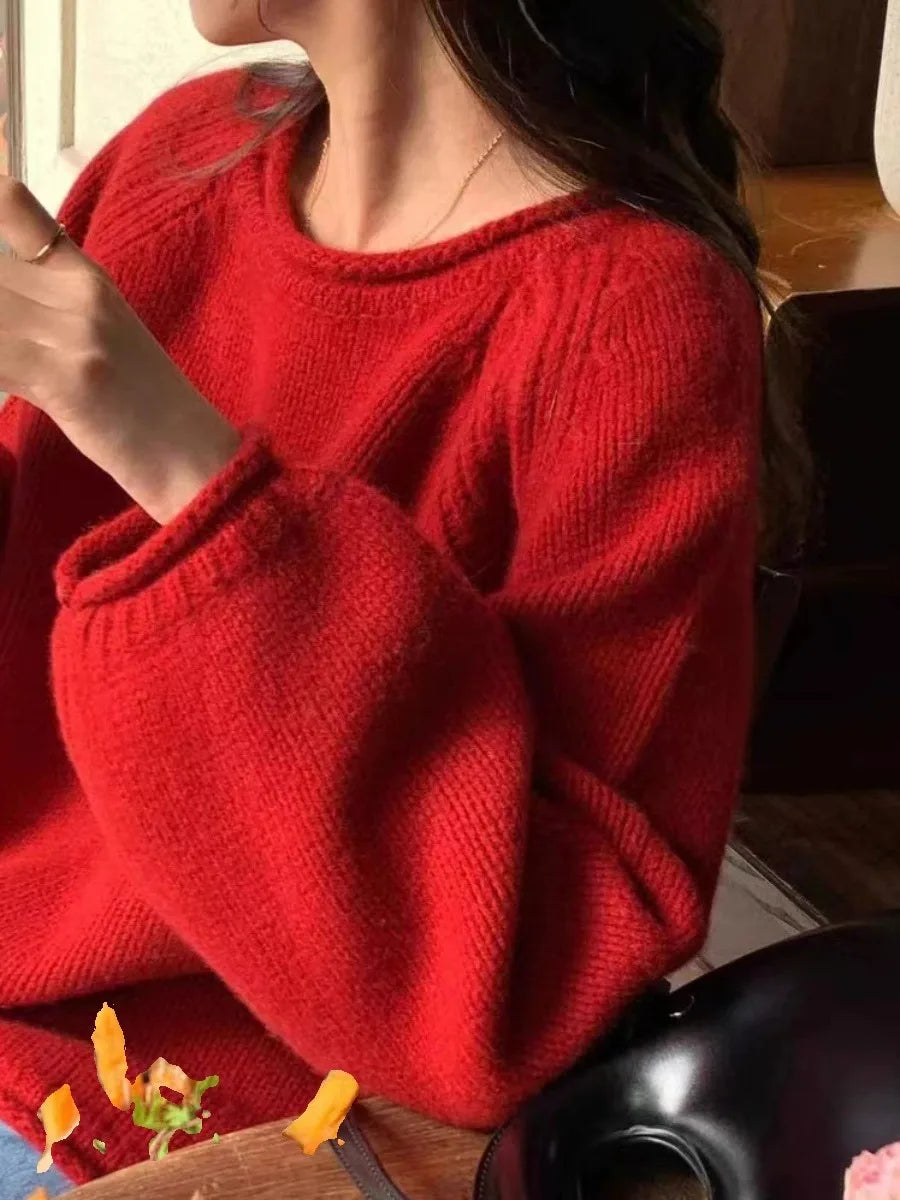 Street-wave Oversized Knit Sweater For Women Soft Breathable Warm Winter Essential With Effortless Casual Chic