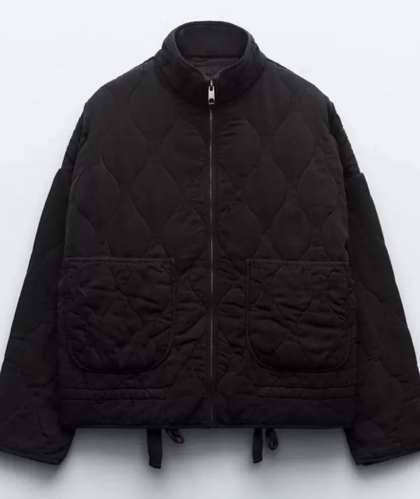 Street-wave Quilted Puffer Jacket For Women Warm Classic Stitch Detailing Streetwear Cozy Outerwear