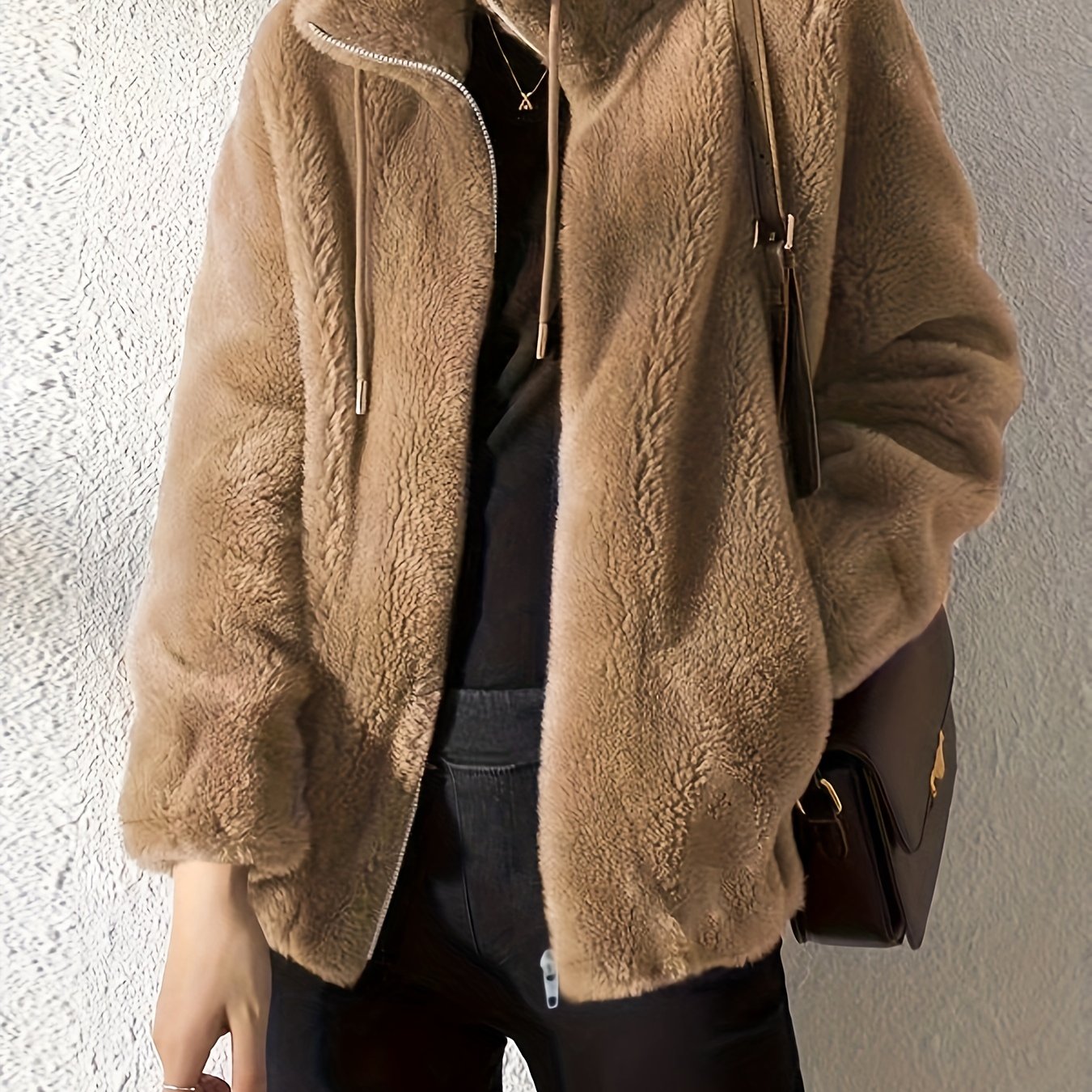 Street Wave Pink Faux Fur Coat For Women Modern Comfort Warmth Plush Chic Outerwear