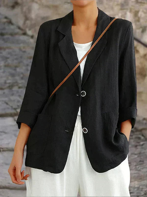 Streetwave Linen Jacket For Women Relaxed Fit Timeless Style Natural Fabric Versatile Wardrobe Essential