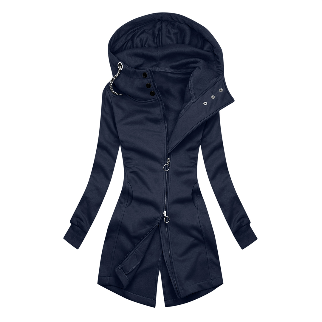 Streetwave Womens Slim Fit Hoodie With High Collar Turtleneck Jacket Coat Soft Cozy Insulated Look