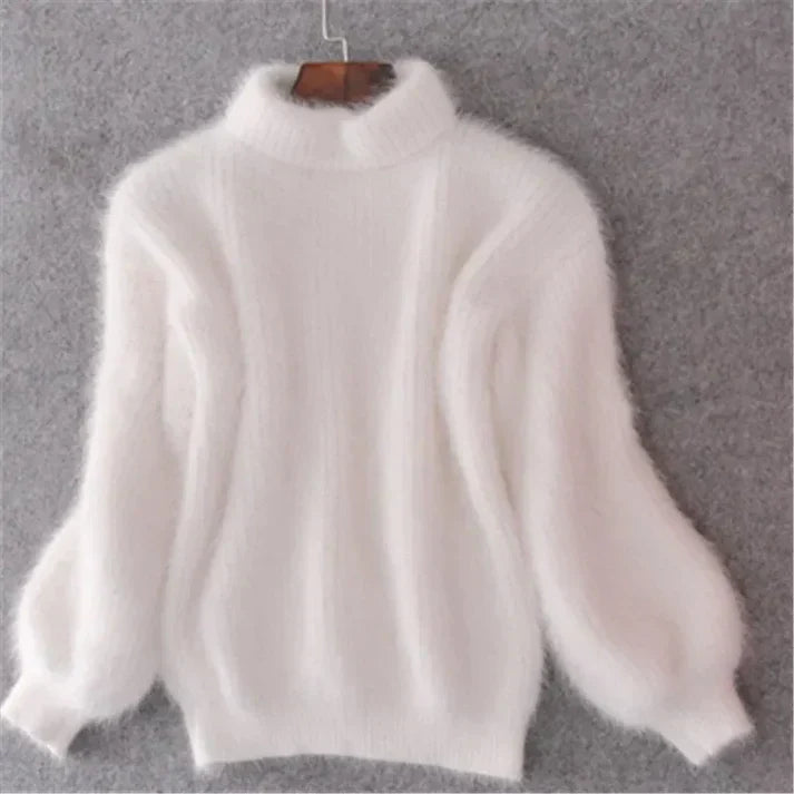 Street Wave Weinlese Angora Pullover For Women Ultra Soft Cozy Knit With Flowy Sleeves