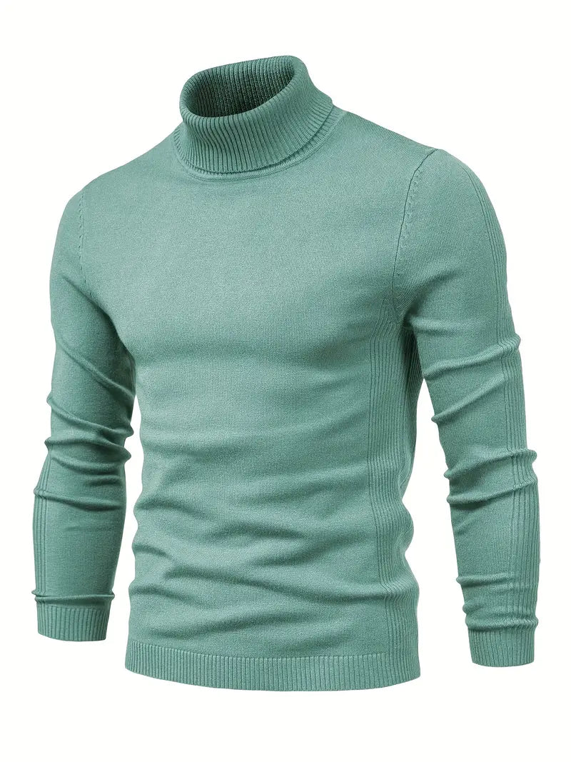 Street Wave Prestige Rollneck Sweater For Men Warm Ribbed Knit Cozy Everyday Wear