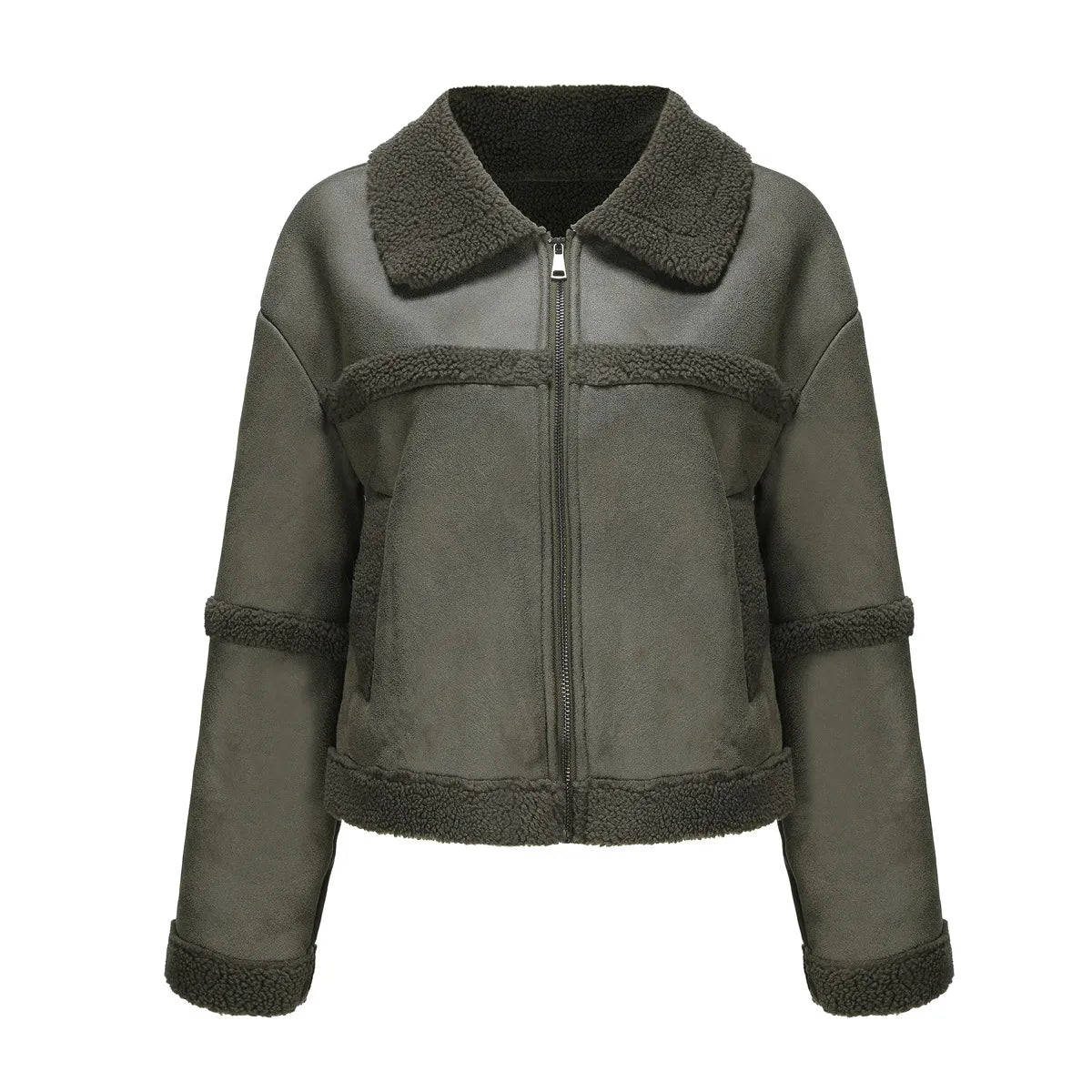 Street-wave Fleece Jacket For Women Warm And Trendy Shearling-Lined Outerwear For Everyday Style And Cozy Comfort
