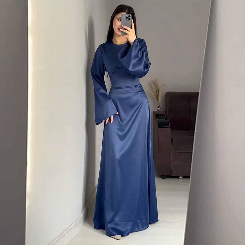 Street Wave Elegant Maxi Dress for Women with Long Sleeves and Tailored Waist for Formal Events