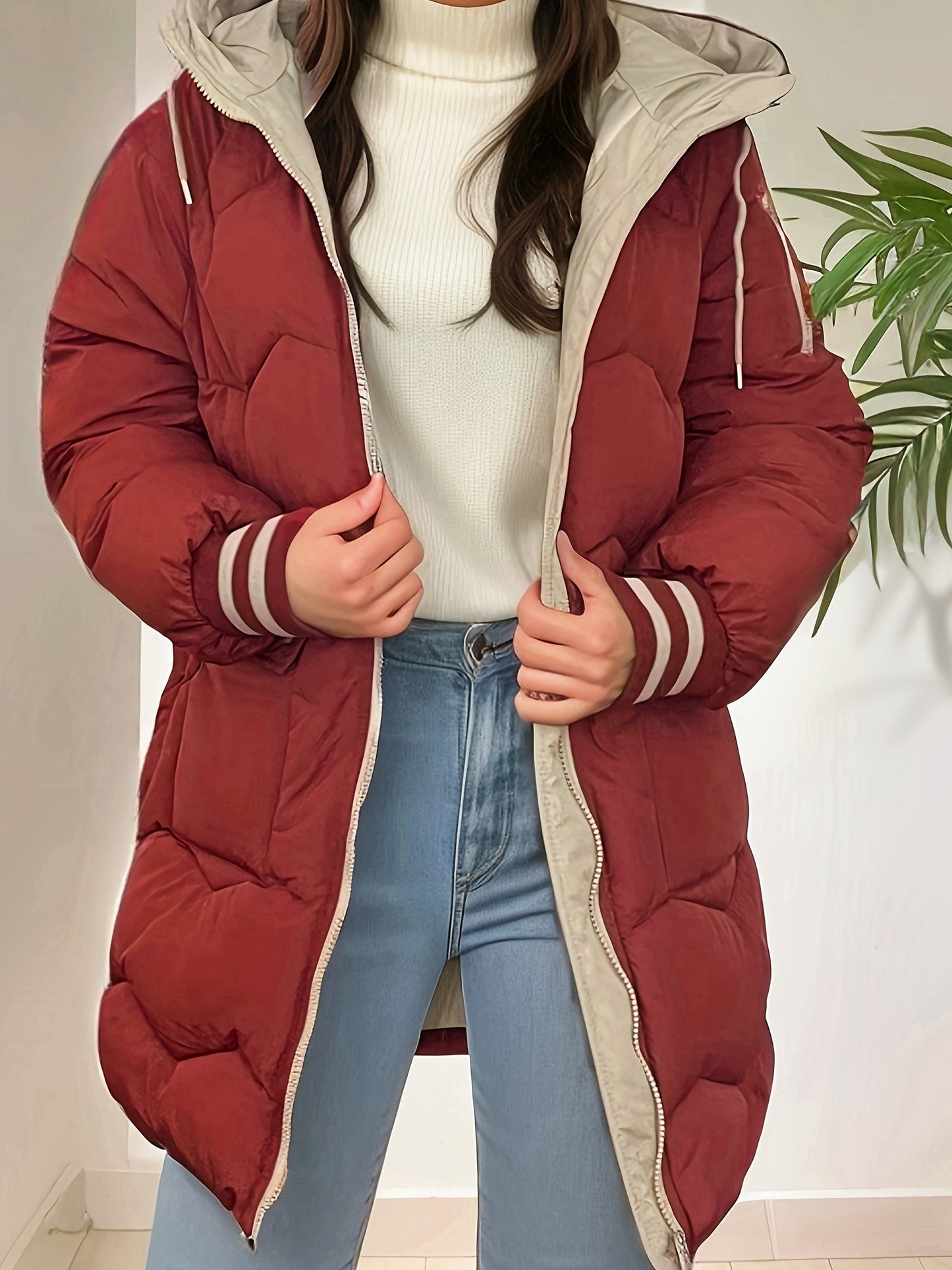 Street-wave Longline Women's Puffer Jacket With Hood Insulated Warmth For Winter