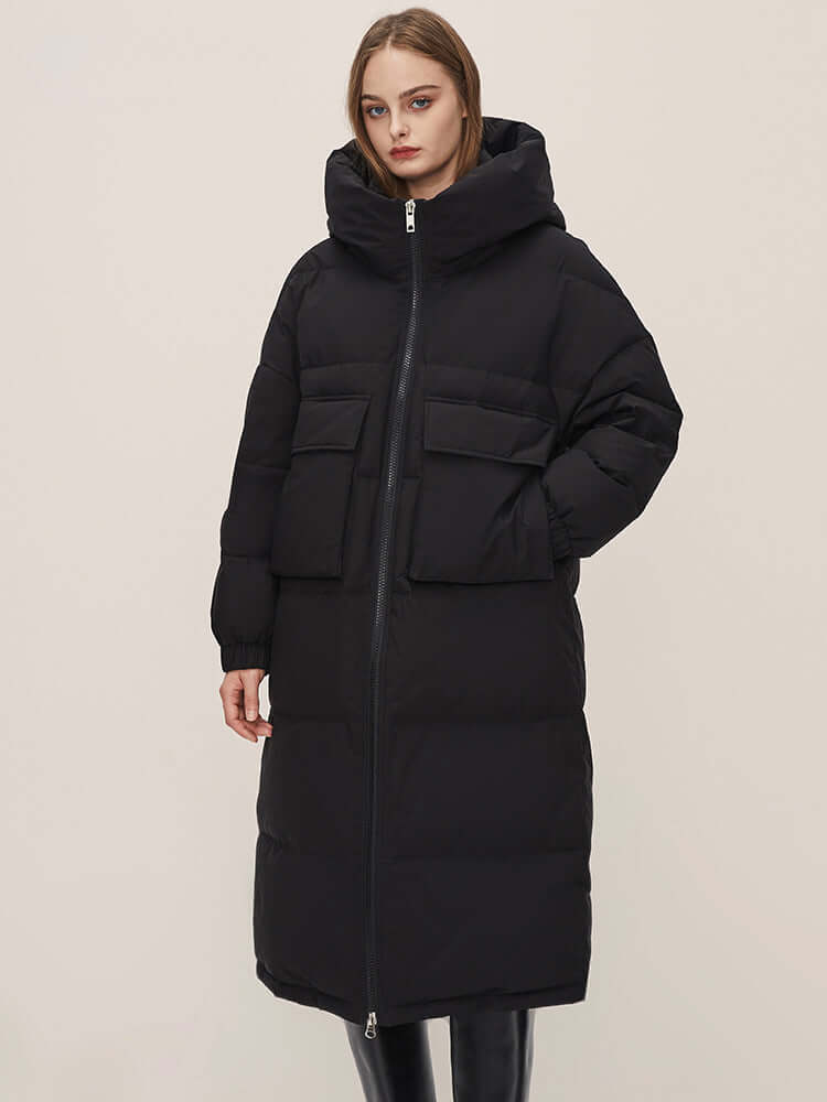 Street-Wave Womens Long Winter Puffer Jacket With Hood Warm Insulated Coat For Cold Weather