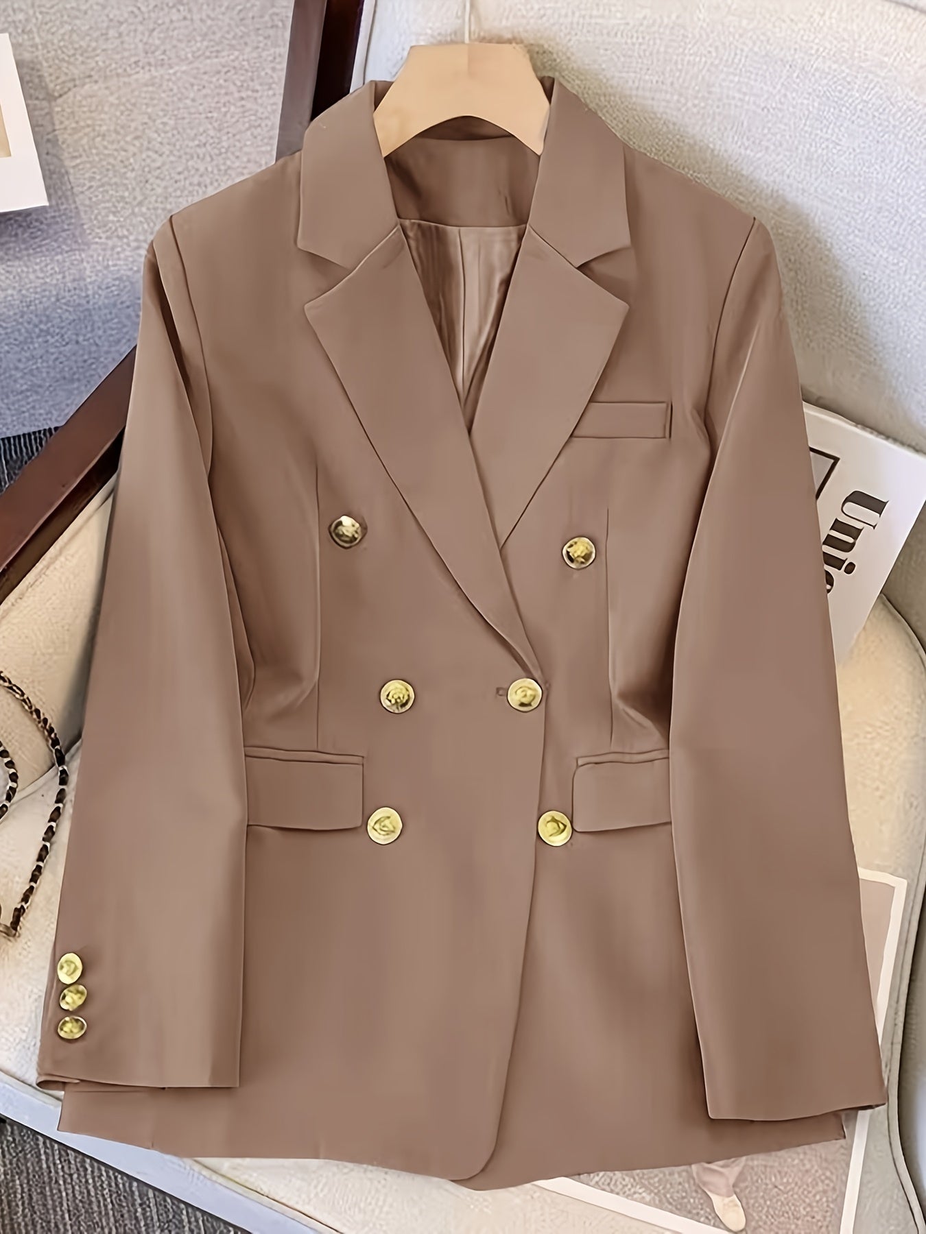 Street Wave Slim Fit Women Blazer With Gold Buttons Elegant Office Ready Professional