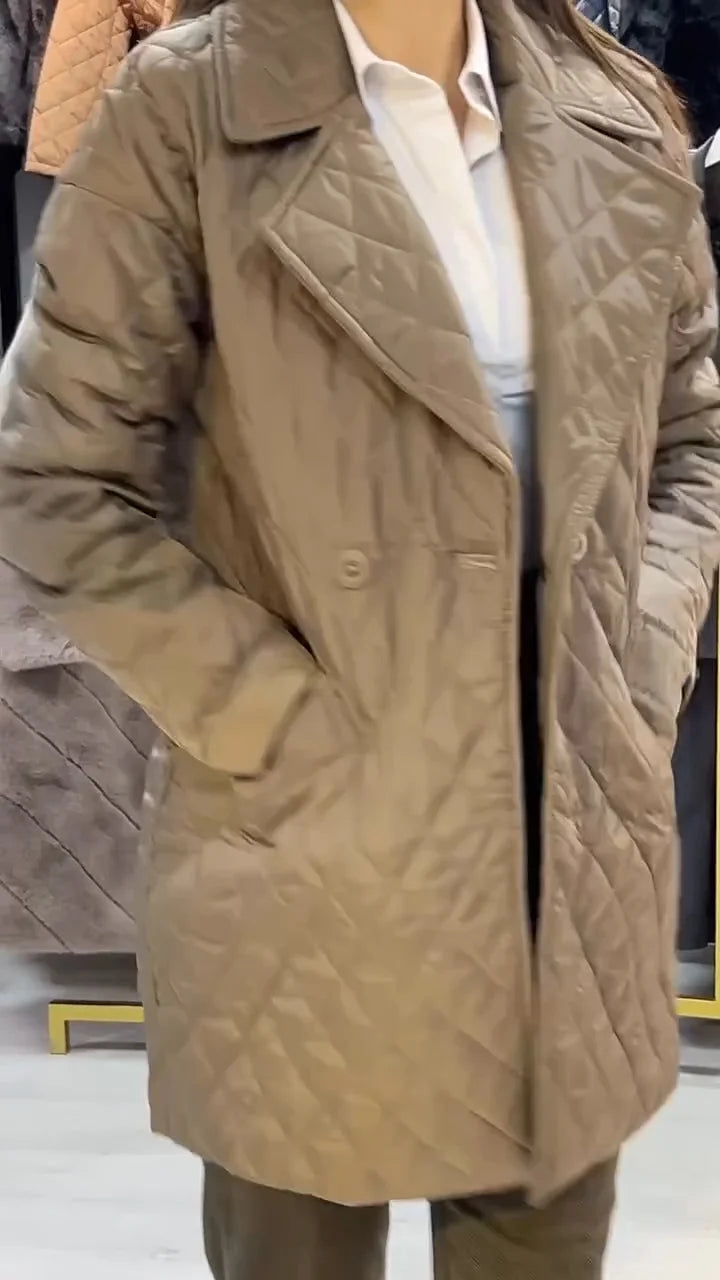 Street-Wave Women's Cotton Jacket With Lapels Versatile Quilted Outerwear For Office And Casual