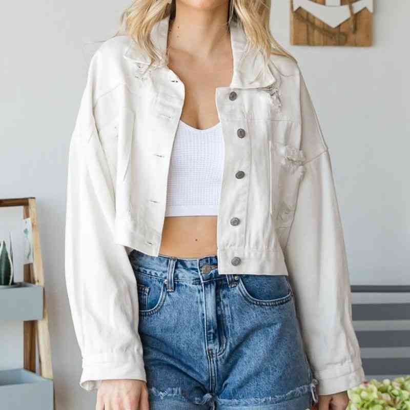 Street-wave Melanie Denim Jacket With Collar For Modern Women Elegant And Versatile Wardrobe Essential