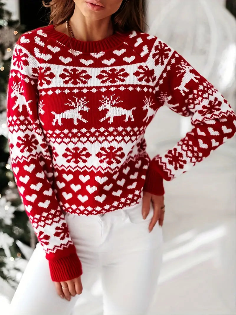 Street-Wave Women's Christmas Sweater - Breathable Comfort, Flattering Silhouette, Elegant Holiday Knit