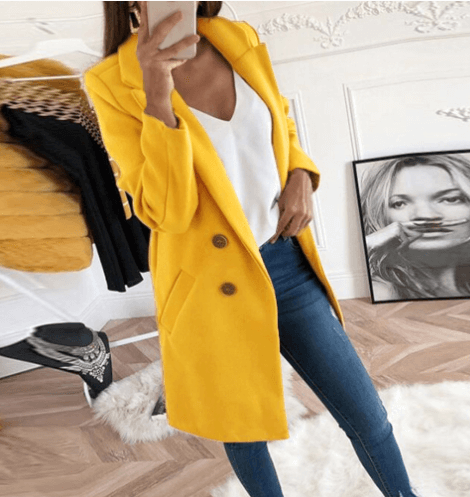 Street-wave Double Breasted Wool Coat For Women Elegant Warmth With Modern Style