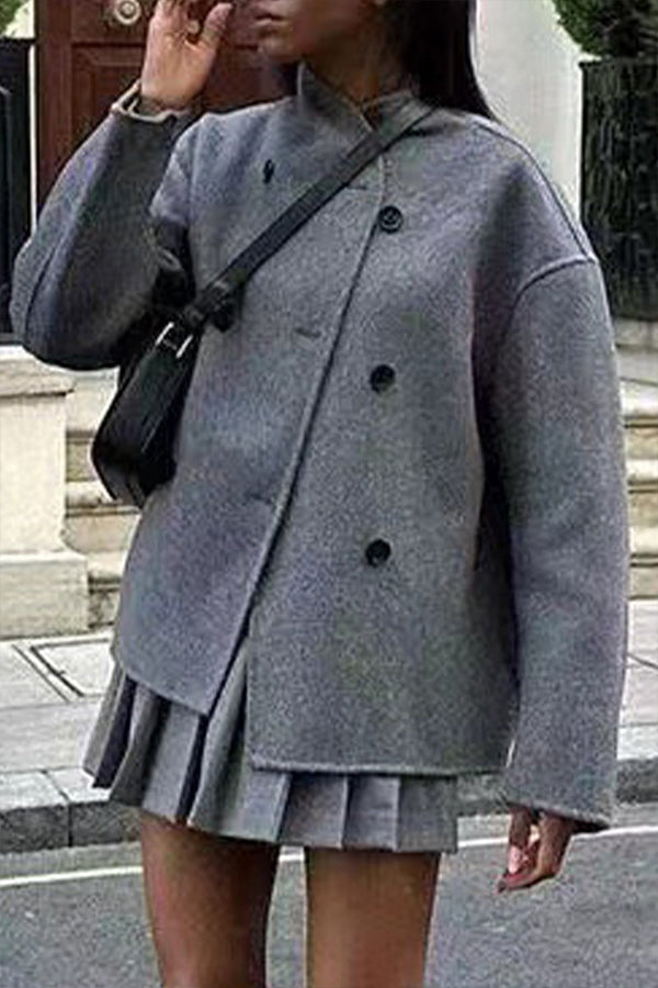 Streetwave Ladies Oversized Beige Coat With Double Breasted Front Buttons For Modern Everyday Chic And Durable Comfort