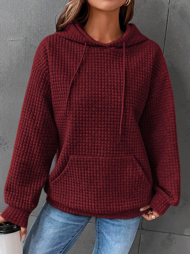 Street Wave Quilted Hoodie Pullover For Women Cozy Warmth With Easy Care Fabric All Season