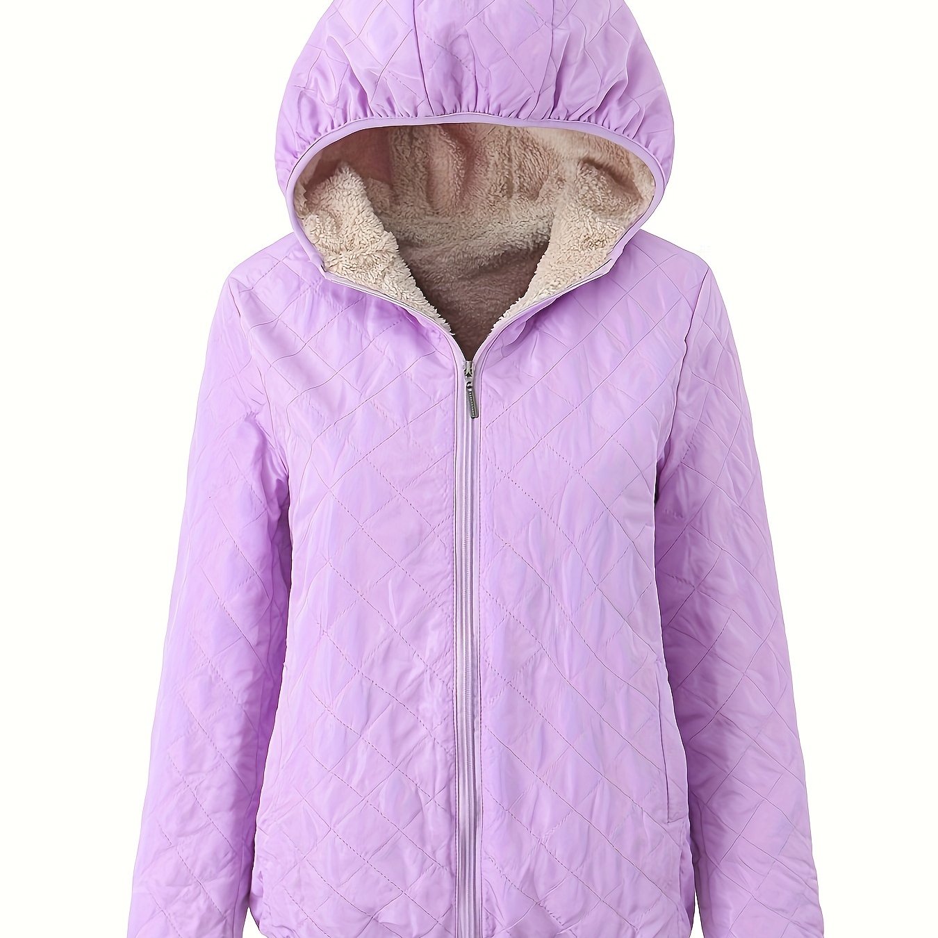 Street-wave Quilted Hooded Jacket for Women with Cozy Fleece Lining for Warmth and Everyday Chic
