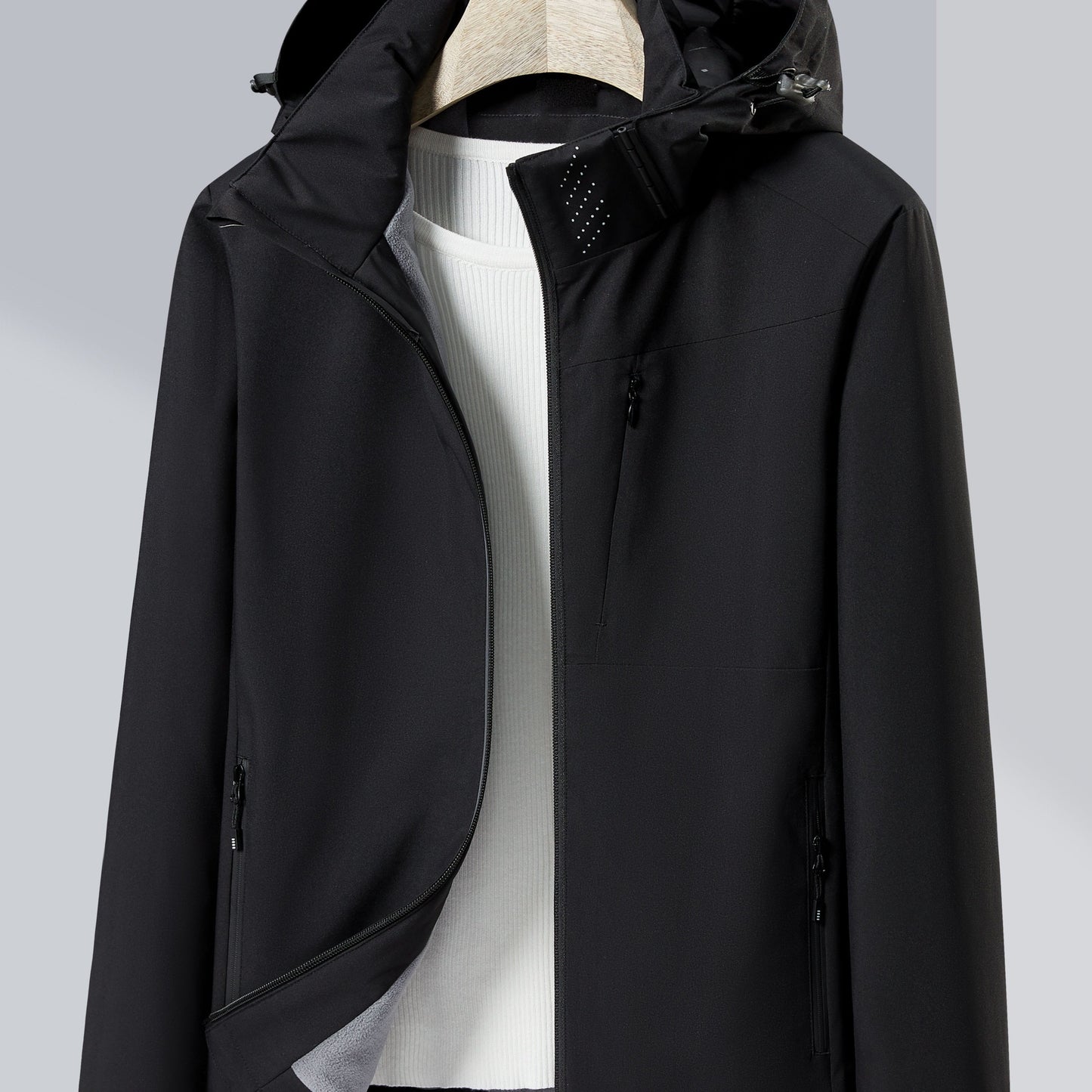 Street Wave Waterproof Hooded Jacket With Fleece Lining And Windproof Outer Pocket For Active Women