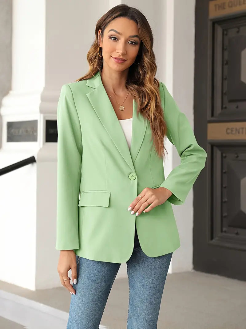 Street-Wave Grey Blazer Jacket With Pockets For Women, Structured And Versatile Office Chic