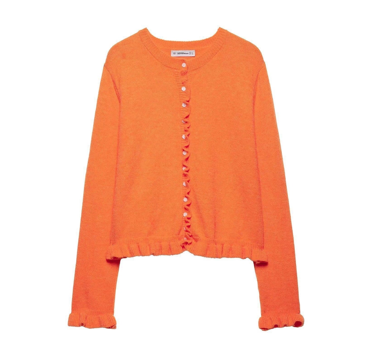 Streetwave Button Cardigan For Women Elegant Ruffle Trim Front Knit Layering Essential
