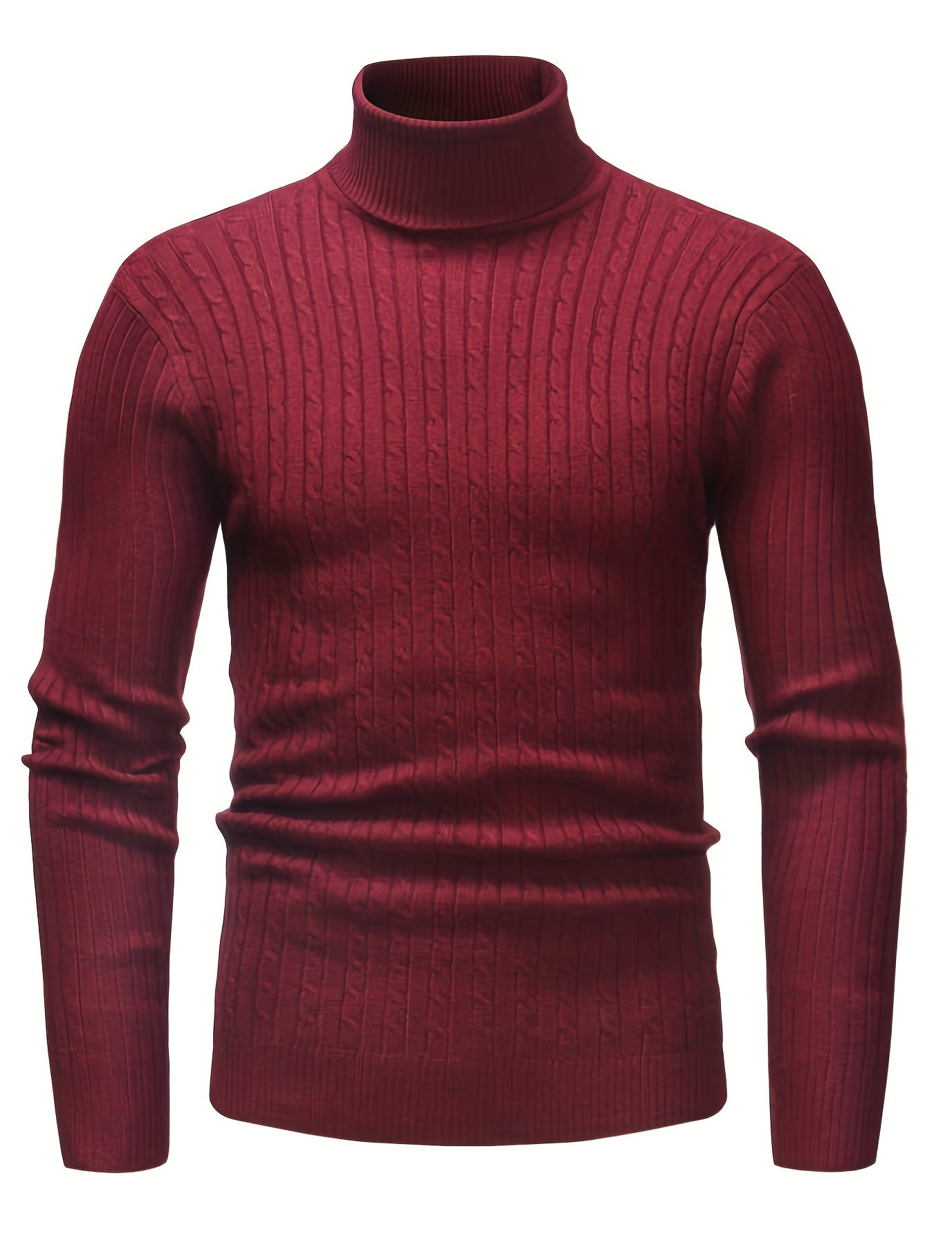 Street-Wave Cable Knit Rollneck Sweater For Men Soft Warm Winter Essential Cozy Everyday