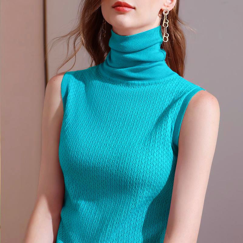 Street Wave Sleeveless High Neck Knit Pullover For Women Soft Cozy Layerable Warmth