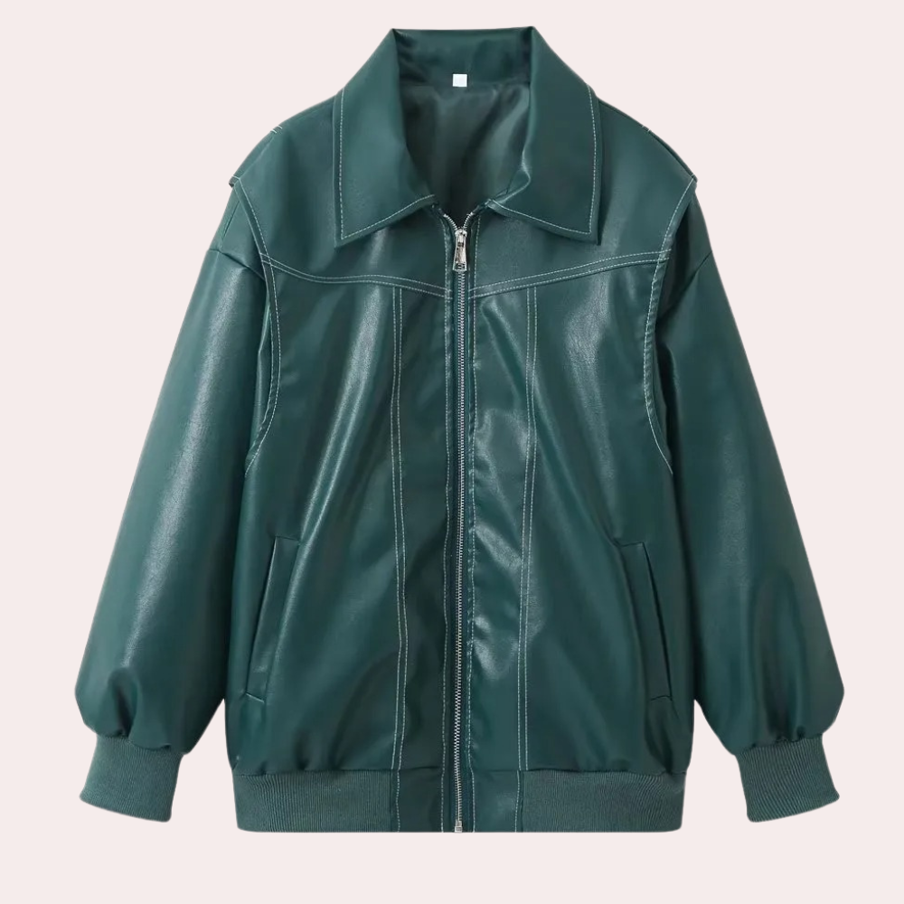 Street-Wave Manuela Womens Leather Jacket - Trendy Biker Style For Fashionable Women Elegant Detailing