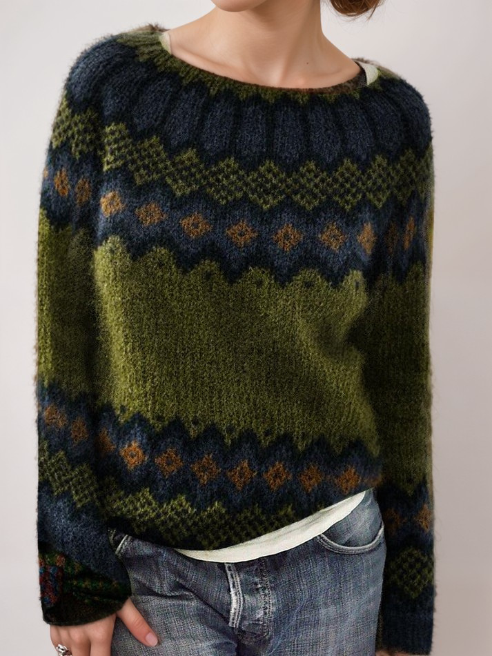 Street-Wave Nordic Wool Blend Knit Sweater For Women, Cozy Soft Comfort And Timeless Nordic Design