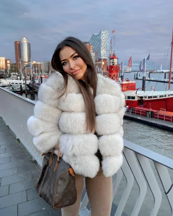 Street-Wave Faux Fur Puff Coat Cozy Warm Cropped Winter Jacket For Fashionable Women
