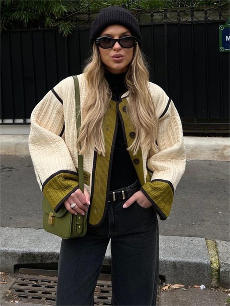 Street Wave Transitional Womens Jacket With Button Details Light Cozy Autumn Layering