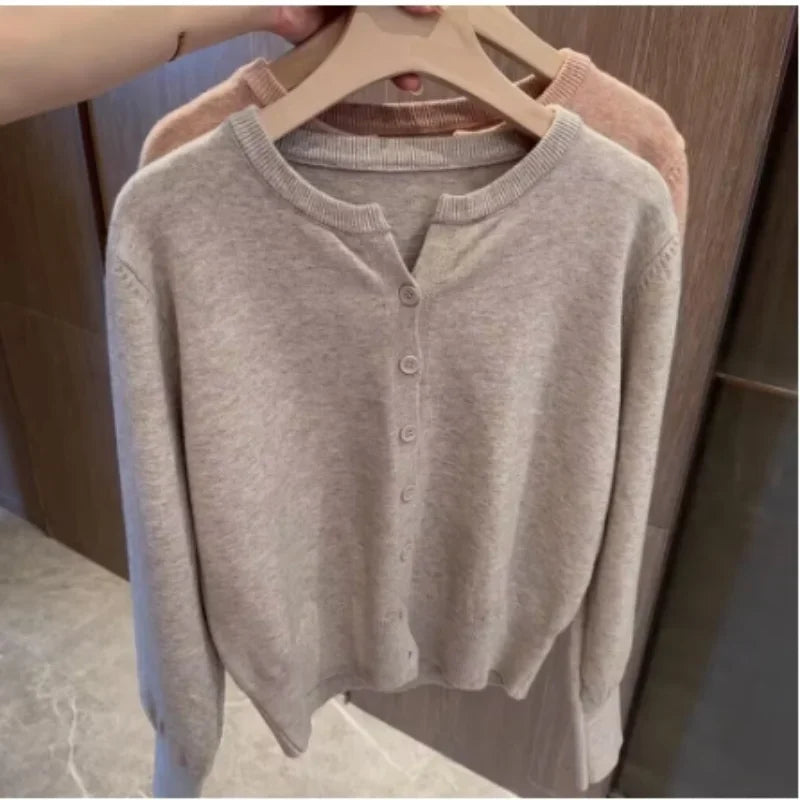 Street-wave Cardigan Pullover Knit Premium Soft Polyester Cozy Button Front For Women