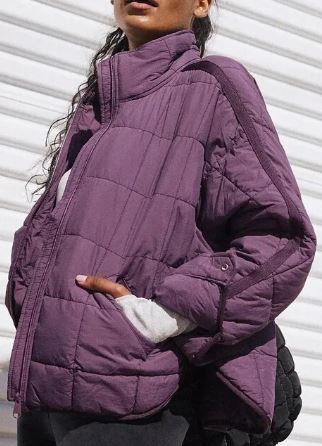 Street Wave Quilted Padded Jacket With Stand Collar For Women Modern Warm Comfort