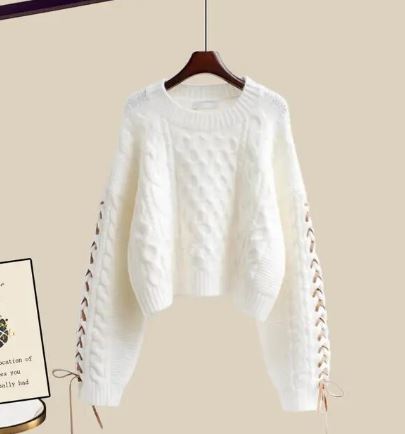 Streetwave Cozy Knit Two Piece Set For Women Soft Fabric Sweater And Wide Leg Pants