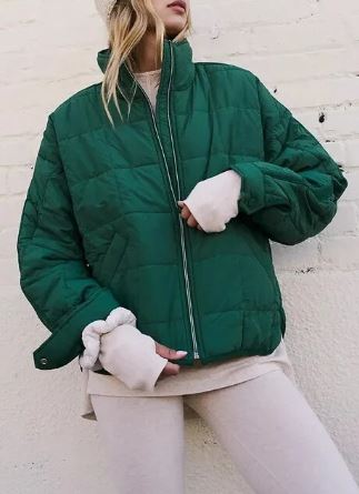 Street Wave Quilted Padded Jacket With Stand Collar For Women Modern Warm Comfort