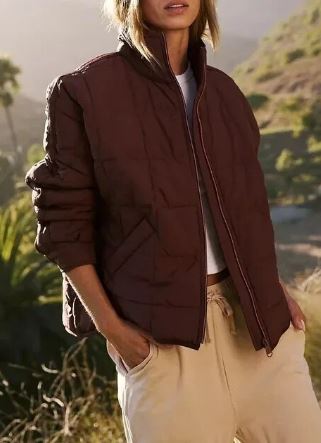 Street Wave Quilted Padded Jacket With Stand Collar For Women Modern Warm Comfort