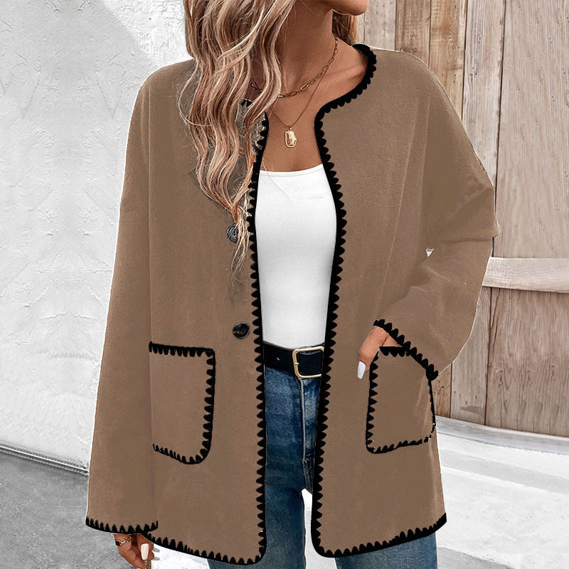 Street-Wave Colorblock Fleece Coat Unisex Cozy Warmth With Pockets