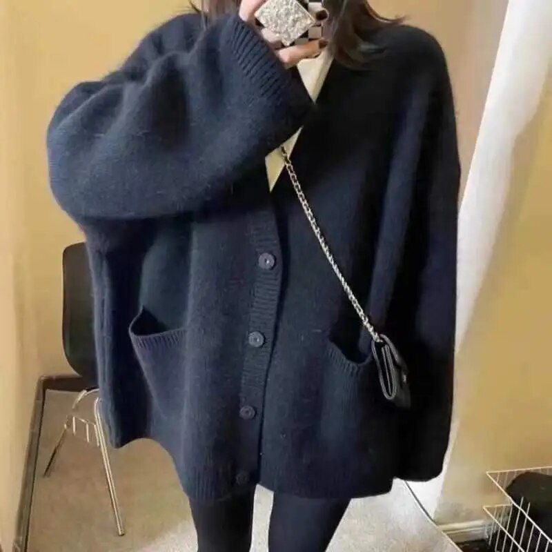 Street-Wave Knit Cardigan With Button Front For Women Oversized Cozy Chic Wardrobe Essential