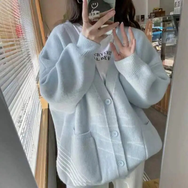 Street-Wave Knit Cardigan With Button Front For Women Oversized Cozy Chic Wardrobe Essential