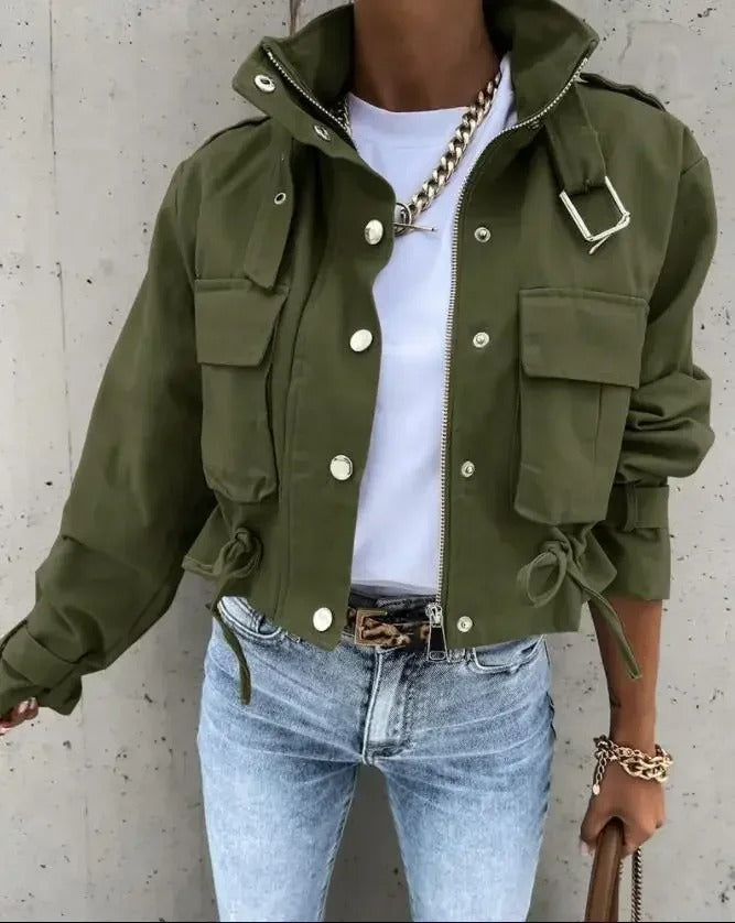 Street Wave Noëlle Cropped Summer Jacket With Chic Details For Fashionable Women On Warm Days