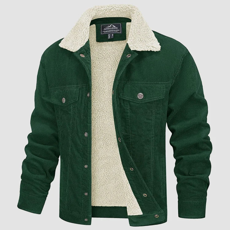 Street-Wave Corduroy Jacket For Men Warm Sherpa Lined Winter Coat Cozy And Durable
