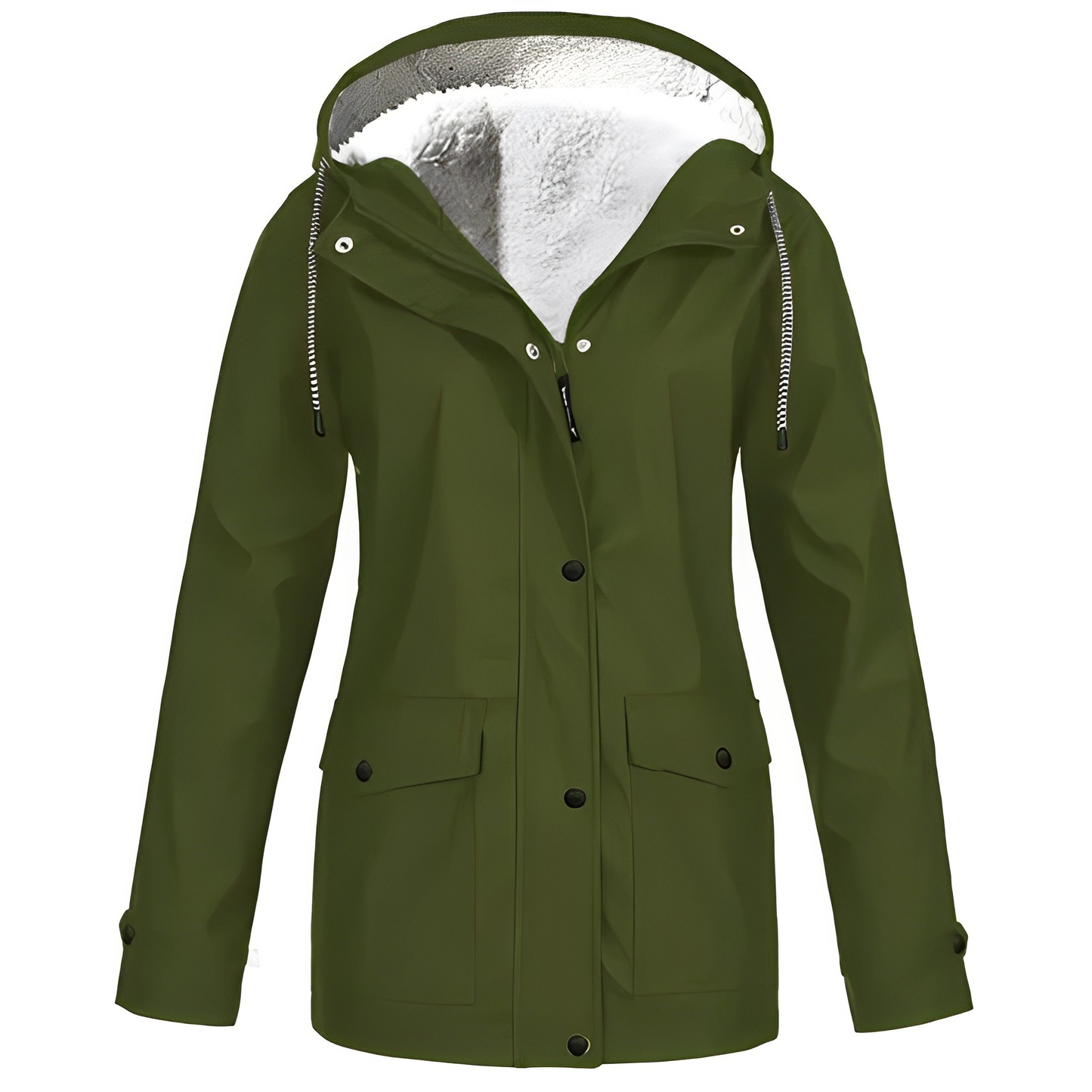Street-wave Fleece Lined Womens Rain Jacket With Cozy Insulation Hooded All Weather Coat