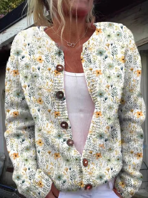 Street Wave Sydney Vintage Floral Knit Cardigan For Women Effortless Layering