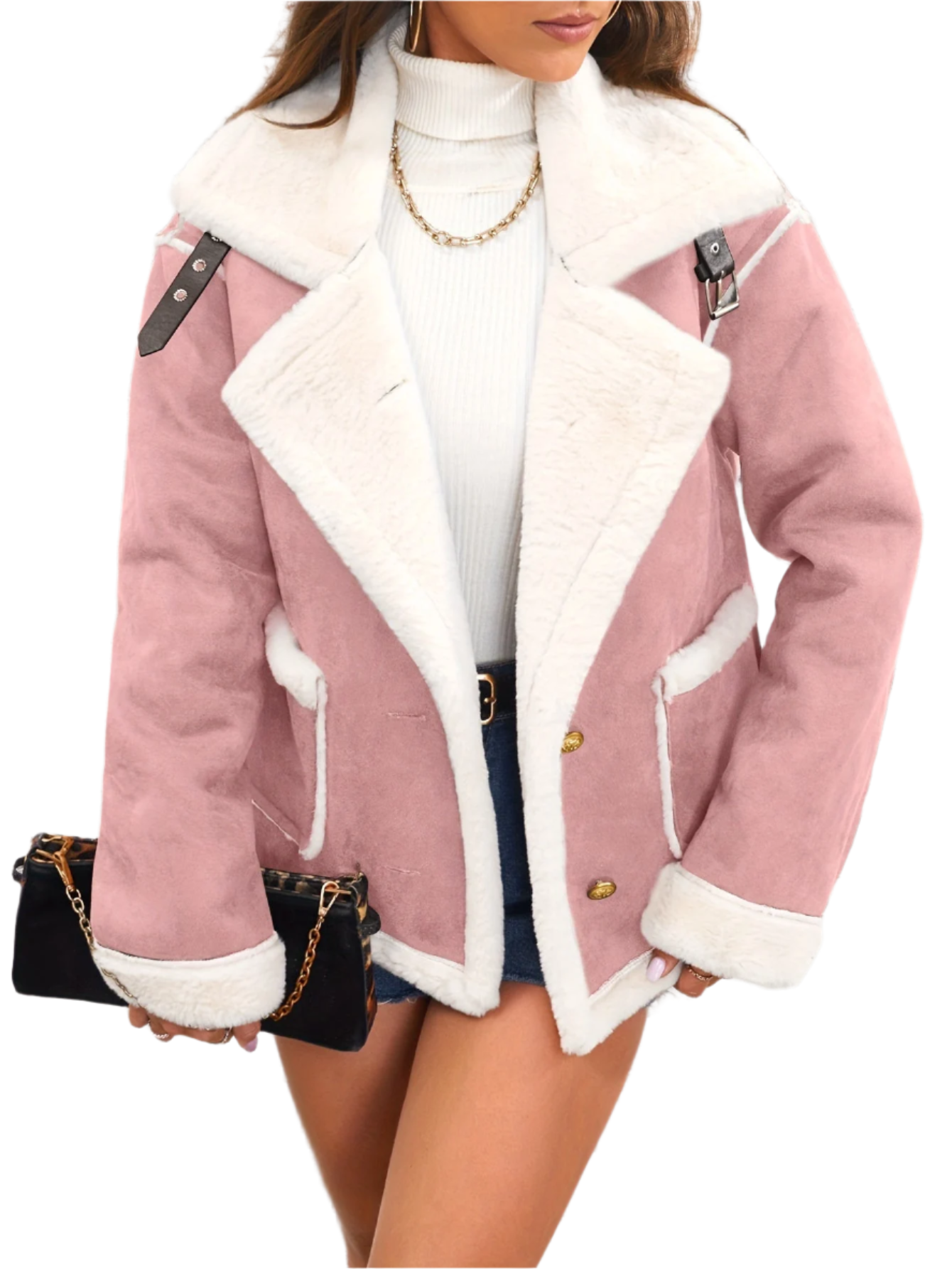 Street-wave Teddy Winter Coat For Women Cozy Plush Faux Fur Collar And Trim Stylish Warmth
