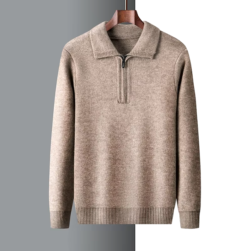 Nordisk Flair Men's Regular Fit Soft Knit Sweater With Short Zip And Flat Collar