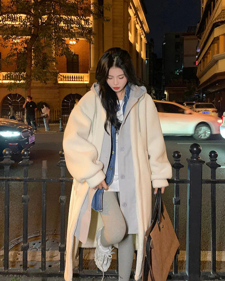Streetwave Lambswool Hoodie Coat For Women Warm Cozy Winter Outerwear With Comfort Fit