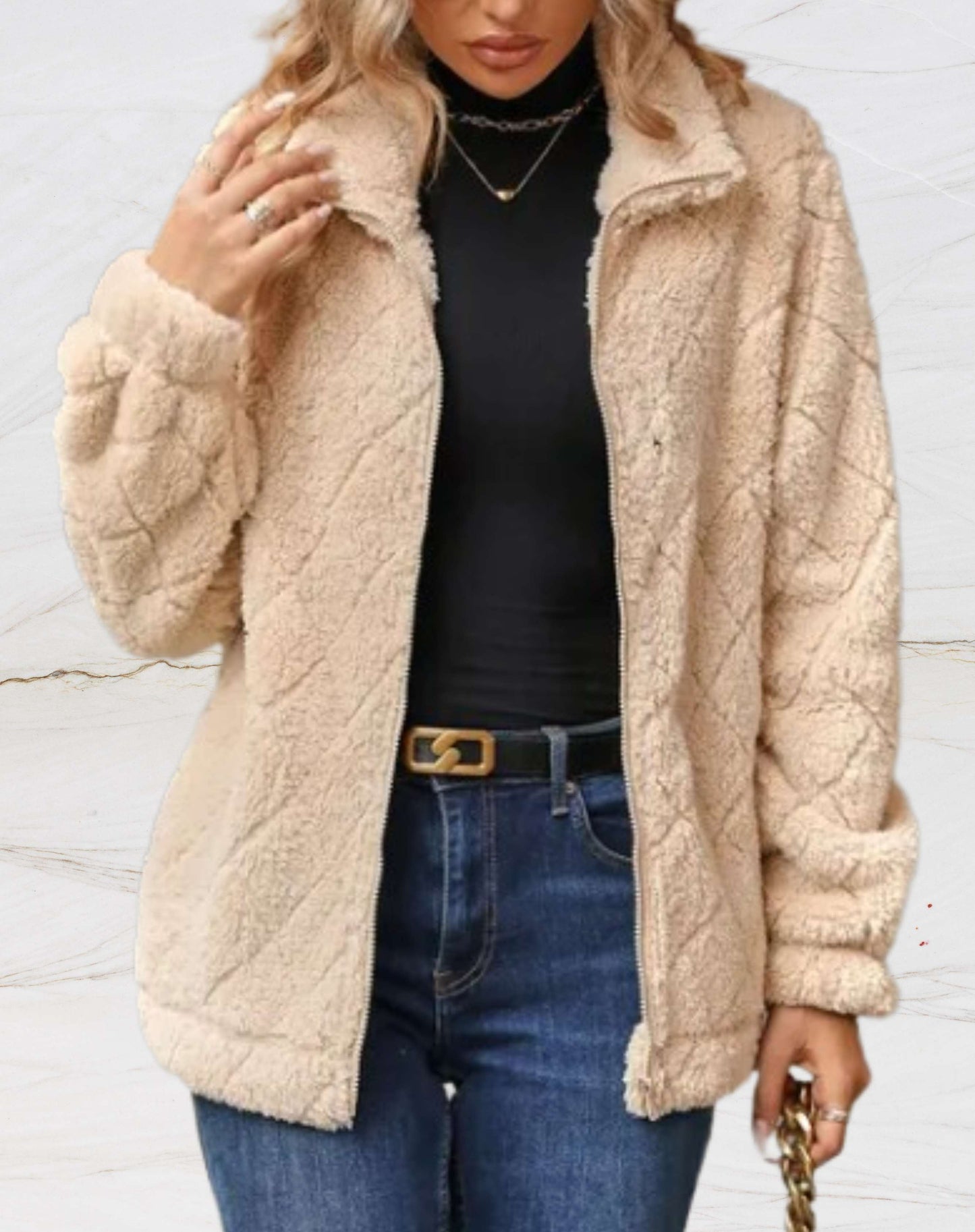 Street-wave Pink Teddy Coat Cozy Faux Fur Winter Jacket For Women Premium Stylish Warmth