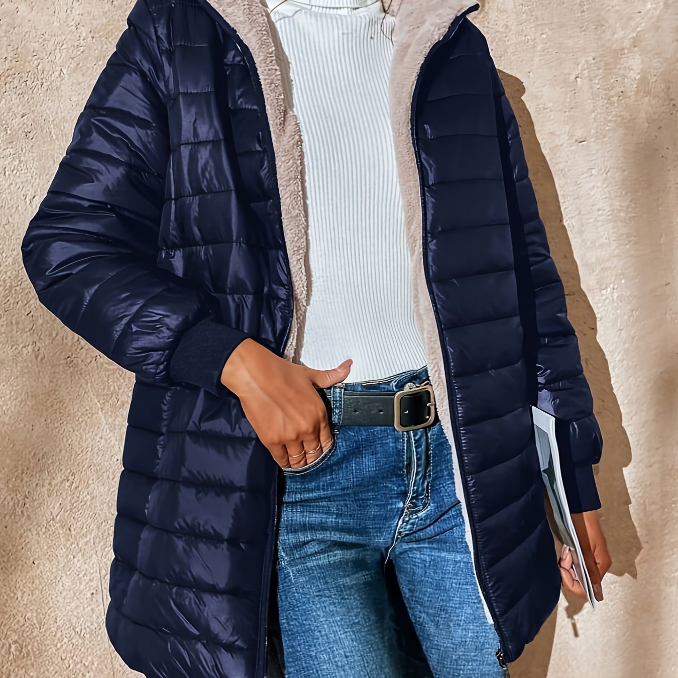 Street-Wave Fleece-Lined Zip Jacket for Urban Wearers Cozy Warmth Durable Puffer Style